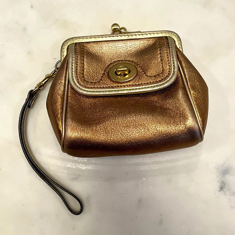 Coach gold clutch